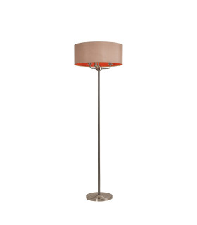 Banyan 3 Light Switched Floor Lamp With 50cm x 20cm Dual Faux Silk Shade Antique Gold/Ruby Satin Nickel/Antique Gold-1