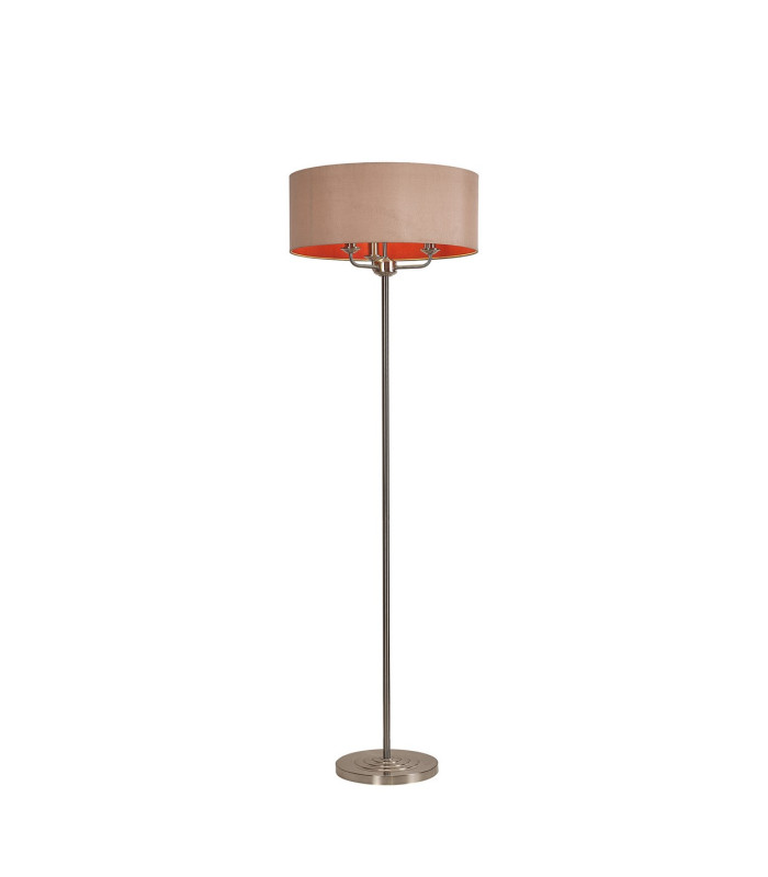 Banyan 3 Light Switched Floor Lamp With 50cm x 20cm Dual Faux Silk Shade Antique Gold/Ruby Satin Nickel/Antique Gold-1
