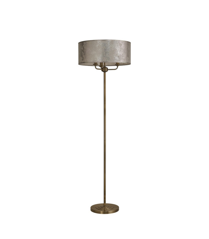 Banyan 3 Light Switched Floor Lamp With 50cm x 20cm Silver Leaf With White Lining Shade Antique Brass/Silver Leaf-4