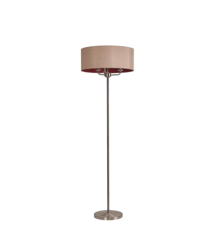 Banyan 3 Light Switched Floor Lamp With 50cm x 20cm Dual Faux Silk Shade Antique Gold/Ruby Satin Nickel/Antique Gold-4