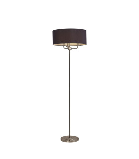 Banyan 3 Light Switched Floor Lamp With 50cm x 20cm Faux Silk Shade Black/White Laminate Satin Nickel-1
