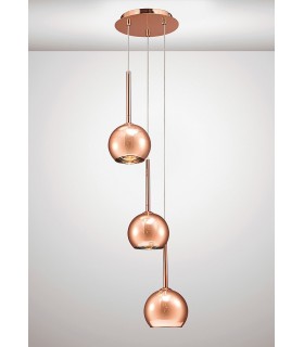 Ceiling Cluster Pendant 3 Light Cluster G9 Bronze, Bronze Glass - 2
