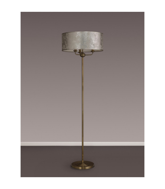 Banyan 3 Light Switched Floor Lamp With 50cm x 20cm Silver Leaf With White Lining Shade Antique Brass/Silver Leaf-11