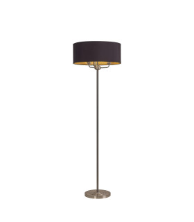 Banyan 3 Light Switched Floor Lamp With 50cm x 20cm Dual Faux Silk Shade Black/Green Olive Satin Nickel/Midnight Black-1