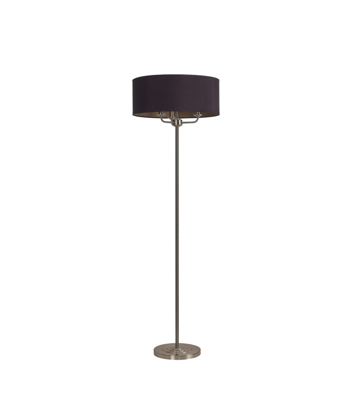 Banyan 3 Light Switched Floor Lamp With 50cm x 20cm Dual Faux Silk Shade Black/Green Olive Satin Nickel/Midnight Black-4