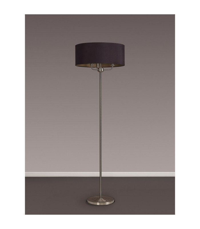 Banyan 3 Light Switched Floor Lamp With 50cm x 20cm Dual Faux Silk Shade Black/Green Olive Satin Nickel/Midnight Black-11
