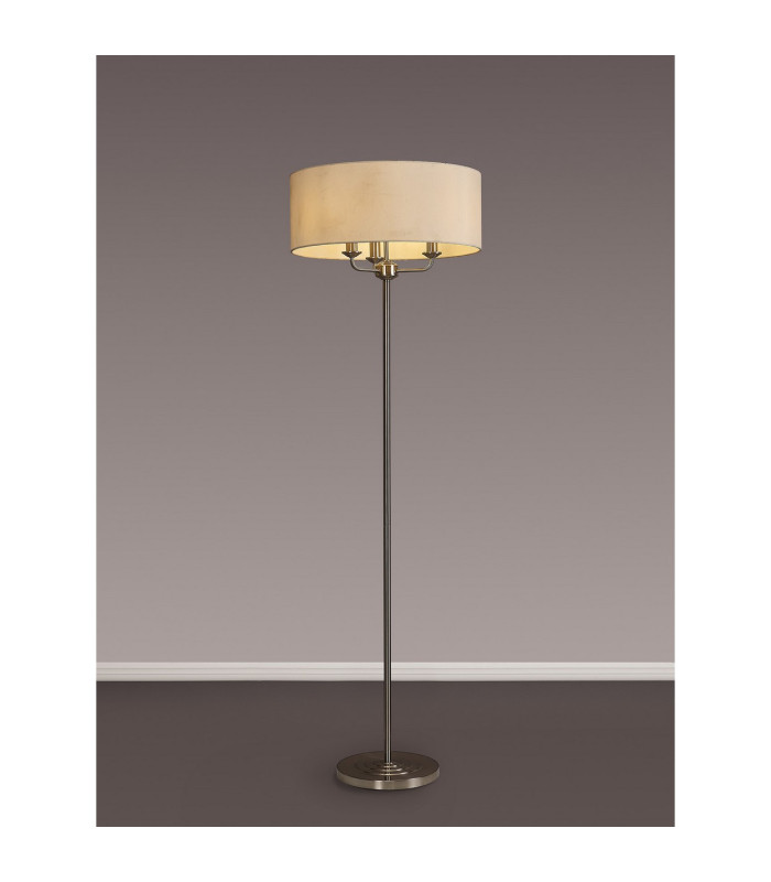 Banyan 3 Light Switched Floor Lamp With 50cm x 20cm Faux Silk Shade Ivory Pearl/White Laminate Satin Nickel-2