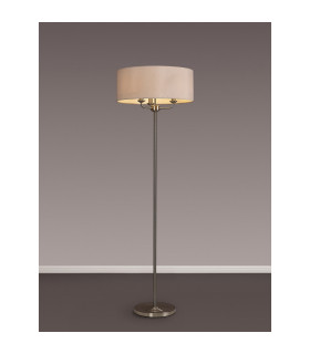 Banyan 3 Light Switched Floor Lamp With 50cm x 20cm Dual Faux Silk Shade Nude Beige/Moonlight Satin Nickel-2