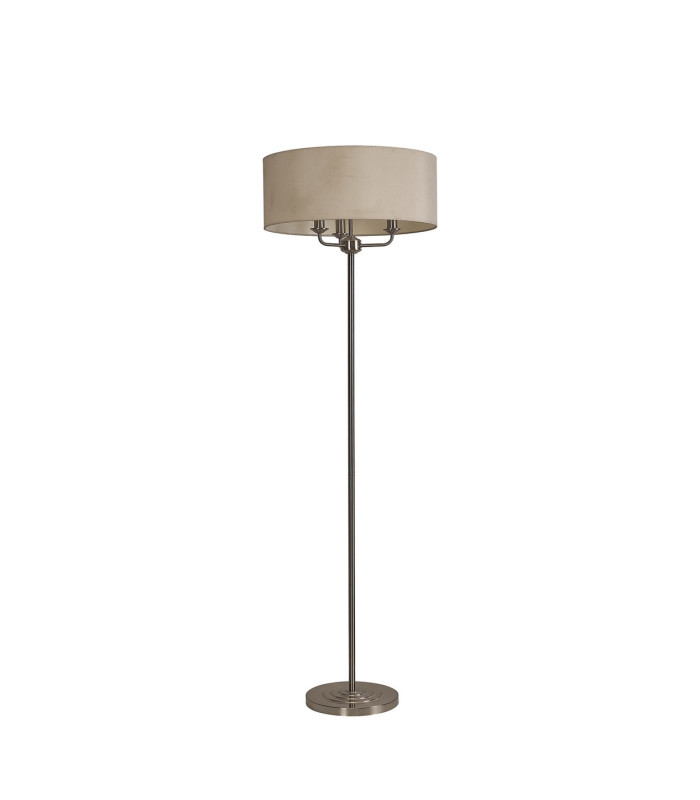 Banyan 3 Light Switched Floor Lamp With 50cm x 20cm Faux Silk Shade Ivory Pearl/White Laminate Satin Nickel-4