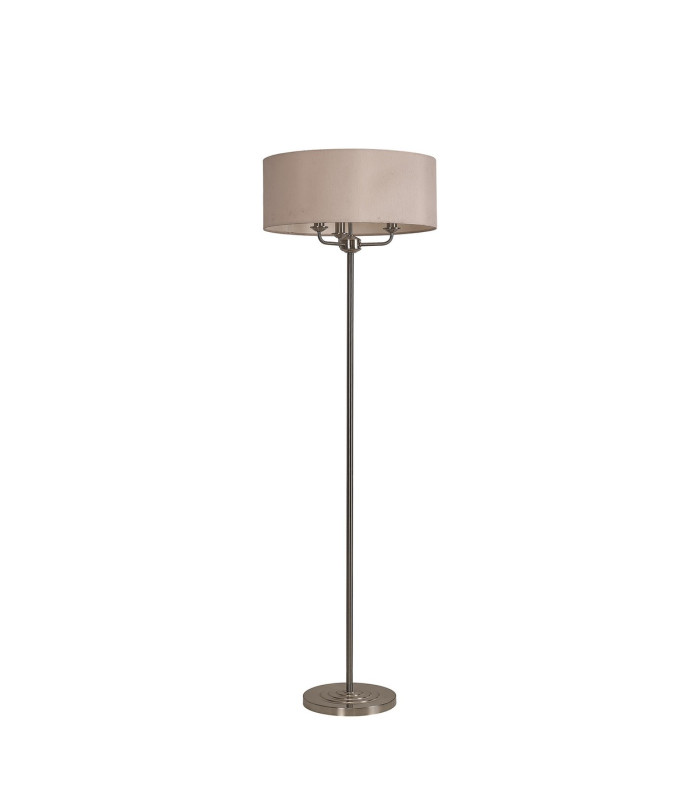 Banyan 3 Light Switched Floor Lamp With 50cm x 20cm Dual Faux Silk Shade Nude Beige/Moonlight Satin Nickel-4