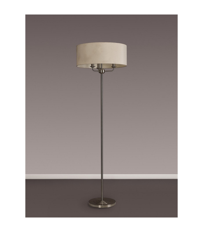 Banyan 3 Light Switched Floor Lamp With 50cm x 20cm Faux Silk Shade Ivory Pearl/White Laminate Satin Nickel-11