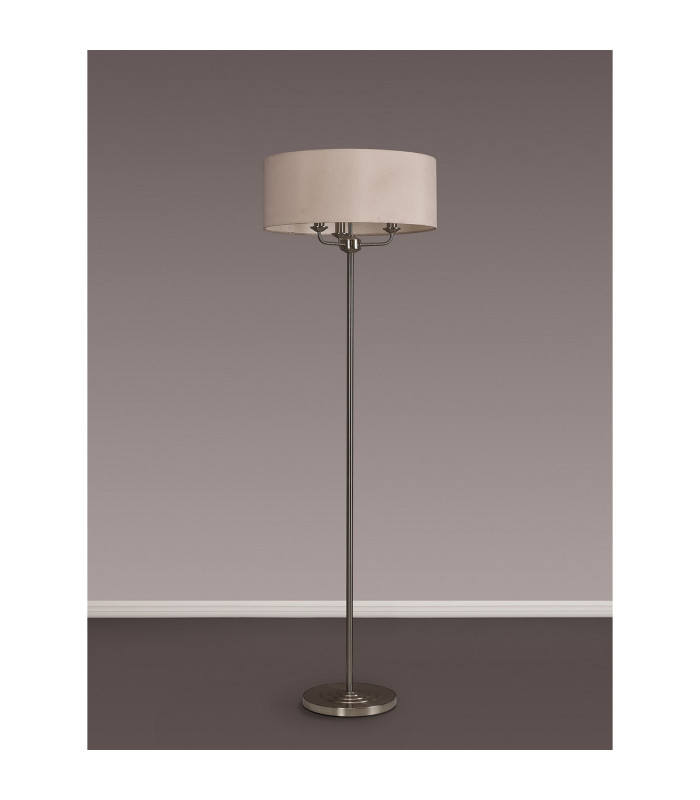 Banyan 3 Light Switched Floor Lamp With 50cm x 20cm Dual Faux Silk Shade Nude Beige/Moonlight Satin Nickel-11