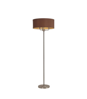 Banyan 3 Light Switched Floor Lamp With 50cm x 20cm Dual Faux Silk Shade Raw Cocoa/Grecian Bronze Satin Nickel-1