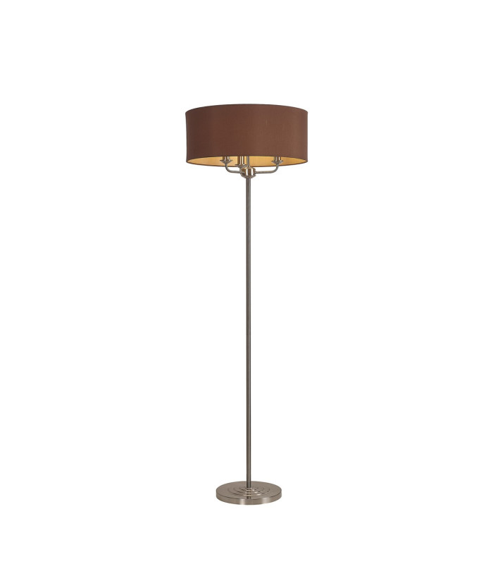 Banyan 3 Light Switched Floor Lamp With 50cm x 20cm Dual Faux Silk Shade Raw Cocoa/Grecian Bronze Satin Nickel-1