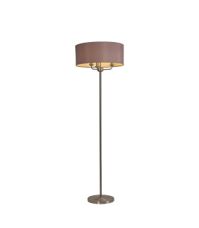 Banyan 3 Light Switched Floor Lamp With 50cm x 20cm Dual Faux Silk Shade Taupe/Halo Gold Satin Nickel-1