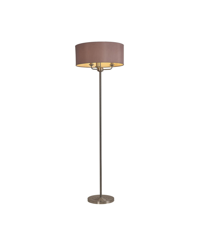 Banyan 3 Light Switched Floor Lamp With 50cm x 20cm Dual Faux Silk Shade Taupe/Halo Gold Satin Nickel-1