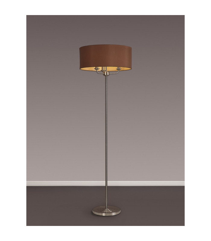 Banyan 3 Light Switched Floor Lamp With 50cm x 20cm Dual Faux Silk Shade Raw Cocoa/Grecian Bronze Satin Nickel-2