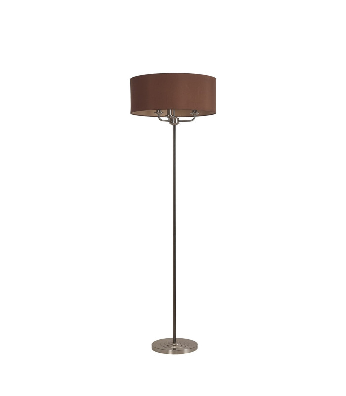 Banyan 3 Light Switched Floor Lamp With 50cm x 20cm Dual Faux Silk Shade Raw Cocoa/Grecian Bronze Satin Nickel-4