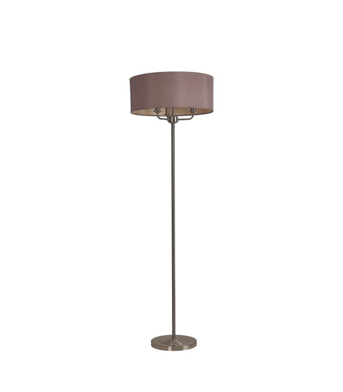 Banyan 3 Light Switched Floor Lamp With 50cm x 20cm Dual Faux Silk Shade Taupe/Halo Gold Satin Nickel-4