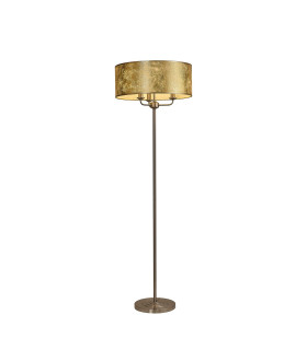 Banyan 3 Light Switched Floor Lamp With 50cm x 20cm Gold Leaf With White Lining Shade Satin Nickel/Gold Leaf-1