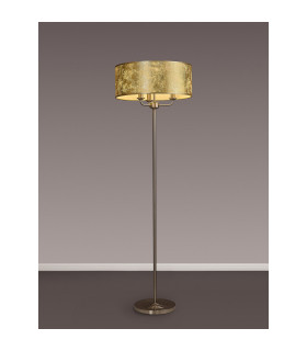 Banyan 3 Light Switched Floor Lamp With 50cm x 20cm Gold Leaf With White Lining Shade Satin Nickel/Gold Leaf-2