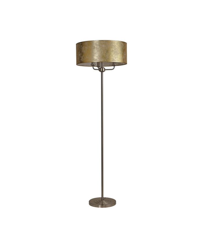 Banyan 3 Light Switched Floor Lamp With 50cm x 20cm Gold Leaf With White Lining Shade Satin Nickel/Gold Leaf-4