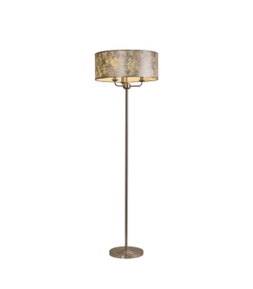 Banyan 3 Light Switched Floor Lamp With 50cm x 20cm Silver Leaf With White Lining Shade Satin Nickel/Silver Leaf-1