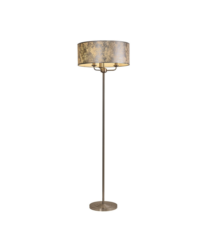 Banyan 3 Light Switched Floor Lamp With 50cm x 20cm Silver Leaf With White Lining Shade Satin Nickel/Silver Leaf-1