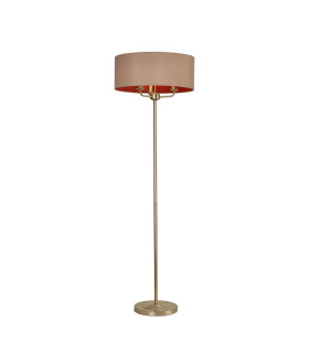 Banyan 3 Light Switched Floor Lamp With 50cm x 20cm Dual Faux Silk Fabric Shade Champagne Gold/Antique Gold-1