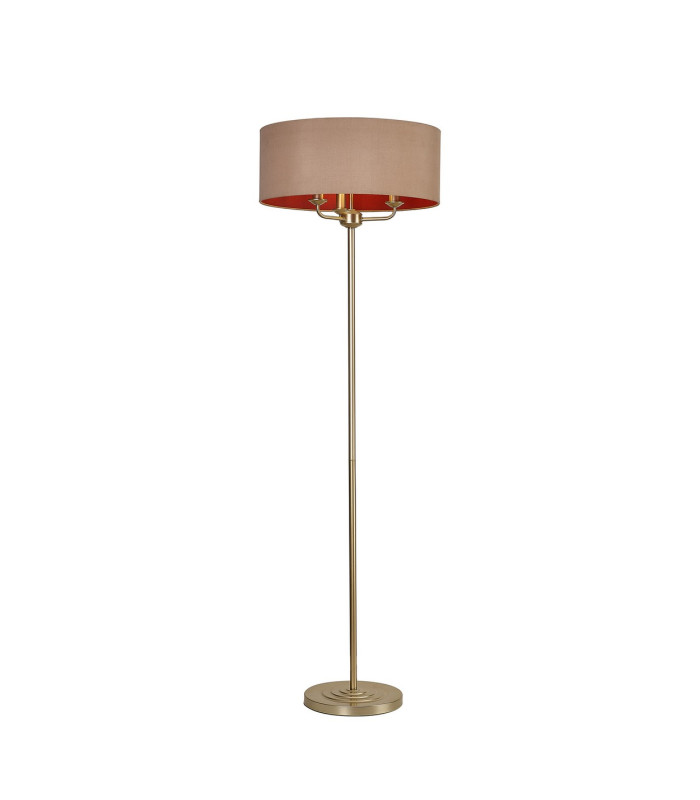 Banyan 3 Light Switched Floor Lamp With 50cm x 20cm Dual Faux Silk Fabric Shade Champagne Gold/Antique Gold-1