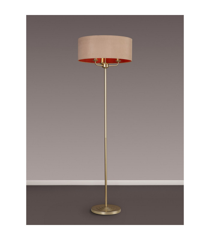 Banyan 3 Light Switched Floor Lamp With 50cm x 20cm Dual Faux Silk Fabric Shade Champagne Gold/Antique Gold-2