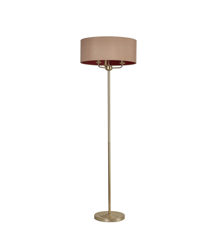 Banyan 3 Light Switched Floor Lamp With 50cm x 20cm Dual Faux Silk Fabric Shade Champagne Gold/Antique Gold-4