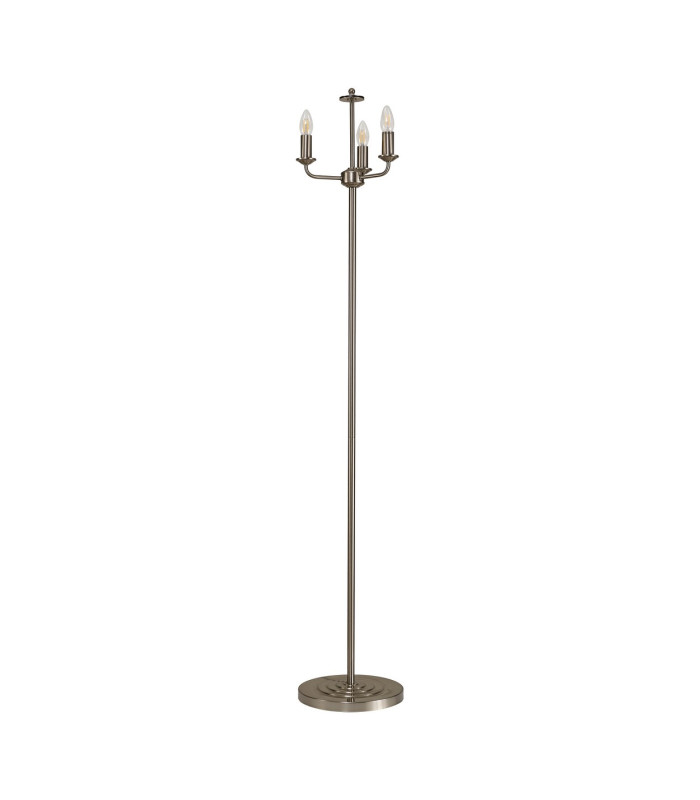Banyan 3 Light Switched Floor Lamp With 50cm x 20cm Silver Leaf With White Lining Shade Satin Nickel/Silver Leaf-5