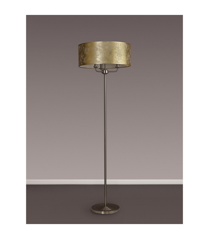Banyan 3 Light Switched Floor Lamp With 50cm x 20cm Gold Leaf With White Lining Shade Satin Nickel/Gold Leaf-11