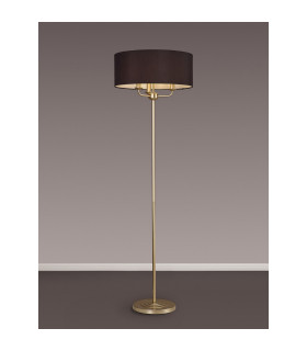 Banyan 3 Light Switched Floor Lamp With 50cm x 20cm Faux Silk Fabric Shade Champagne Gold/Black-2