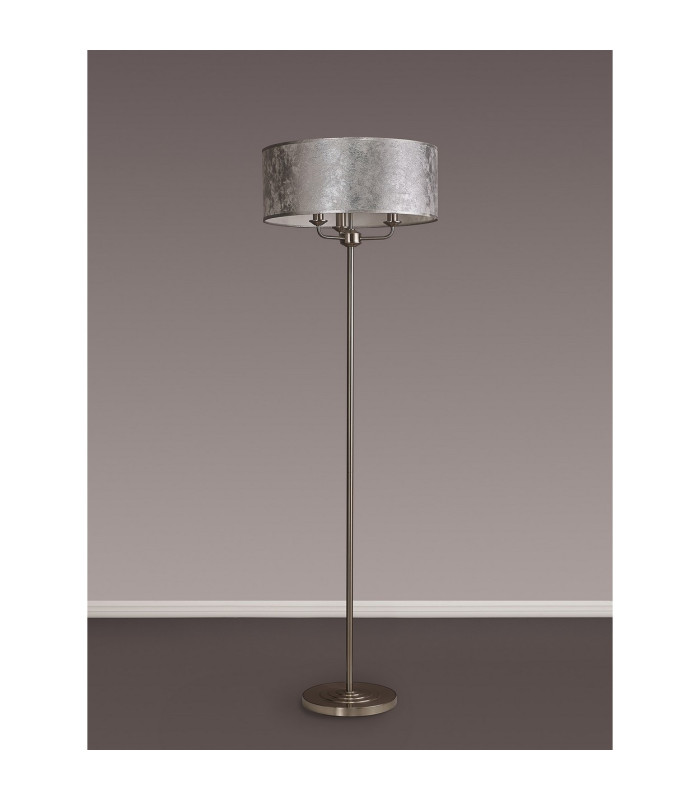 Banyan 3 Light Switched Floor Lamp With 50cm x 20cm Silver Leaf With White Lining Shade Satin Nickel/Silver Leaf-11
