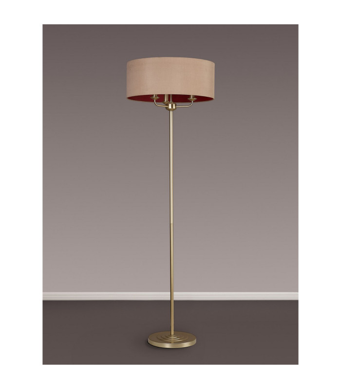 Banyan 3 Light Switched Floor Lamp With 50cm x 20cm Dual Faux Silk Fabric Shade Champagne Gold/Antique Gold-11