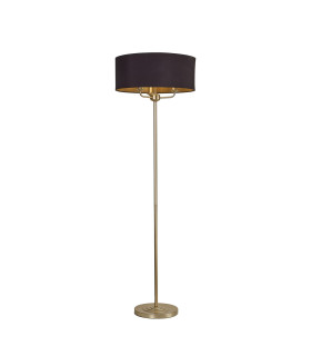 Banyan 3 Light Switched Floor Lamp With 50cm x 20cm Dual Faux Silk Fabric Shade Champagne Gold/Midnight Black-1