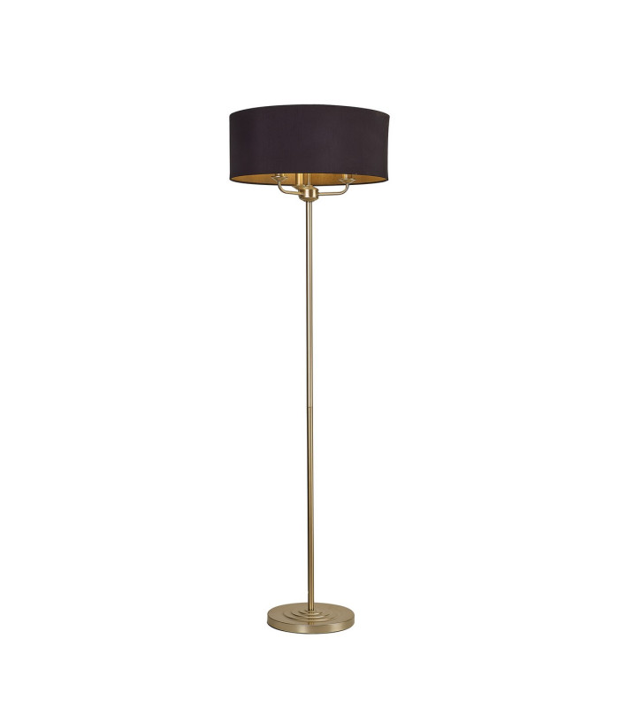 Banyan 3 Light Switched Floor Lamp With 50cm x 20cm Dual Faux Silk Fabric Shade Champagne Gold/Midnight Black-1
