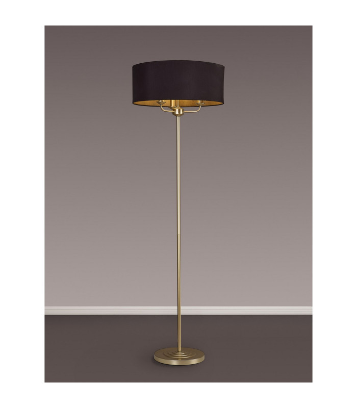 Banyan 3 Light Switched Floor Lamp With 50cm x 20cm Dual Faux Silk Fabric Shade Champagne Gold/Midnight Black-2