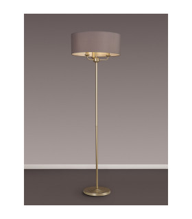 Banyan 3 Light Switched Floor Lamp With 50cm x 20cm Faux Silk Fabric Shade Champagne Gold/Grey-2