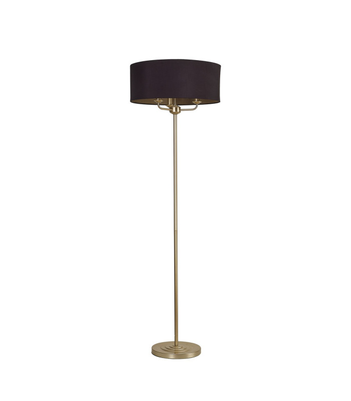 Banyan 3 Light Switched Floor Lamp With 50cm x 20cm Dual Faux Silk Fabric Shade Champagne Gold/Midnight Black-4