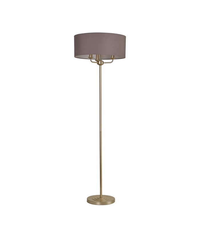 Banyan 3 Light Switched Floor Lamp With 50cm x 20cm Faux Silk Fabric Shade Champagne Gold/Grey-4