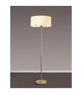 Banyan 3 Light Switched Floor Lamp With 50cm x 20cm Faux Silk Fabric Shade Champagne Gold/Ivory Pearl-2