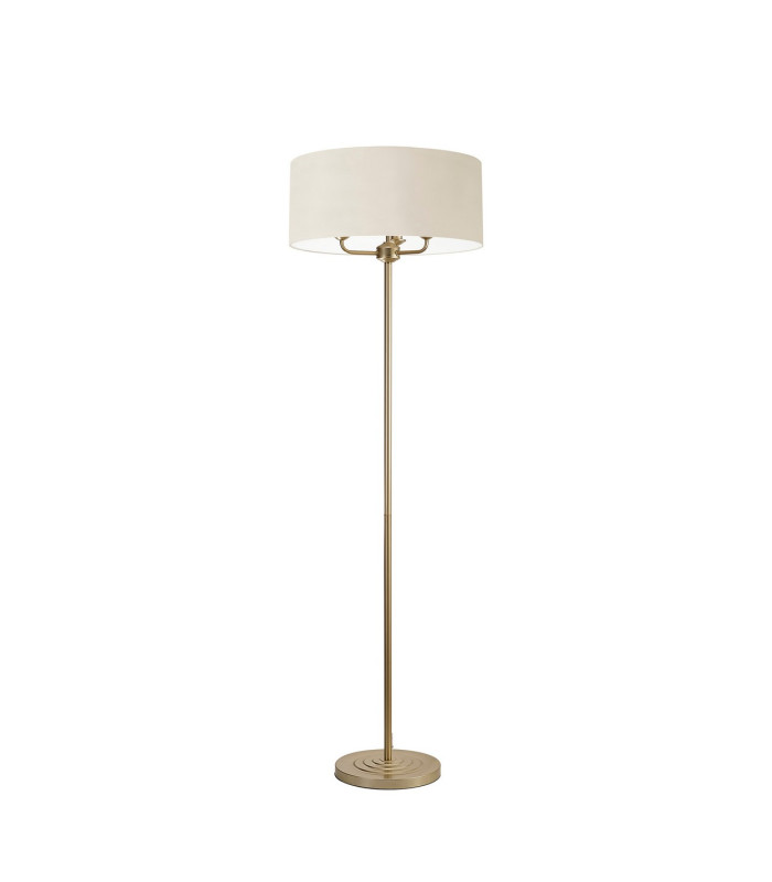 Banyan 3 Light Switched Floor Lamp With 50cm x 20cm Faux Silk Fabric Shade Champagne Gold/Ivory Pearl-4
