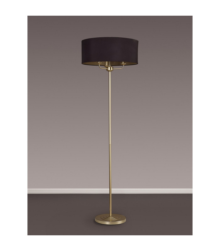 Banyan 3 Light Switched Floor Lamp With 50cm x 20cm Dual Faux Silk Fabric Shade Champagne Gold/Midnight Black-11