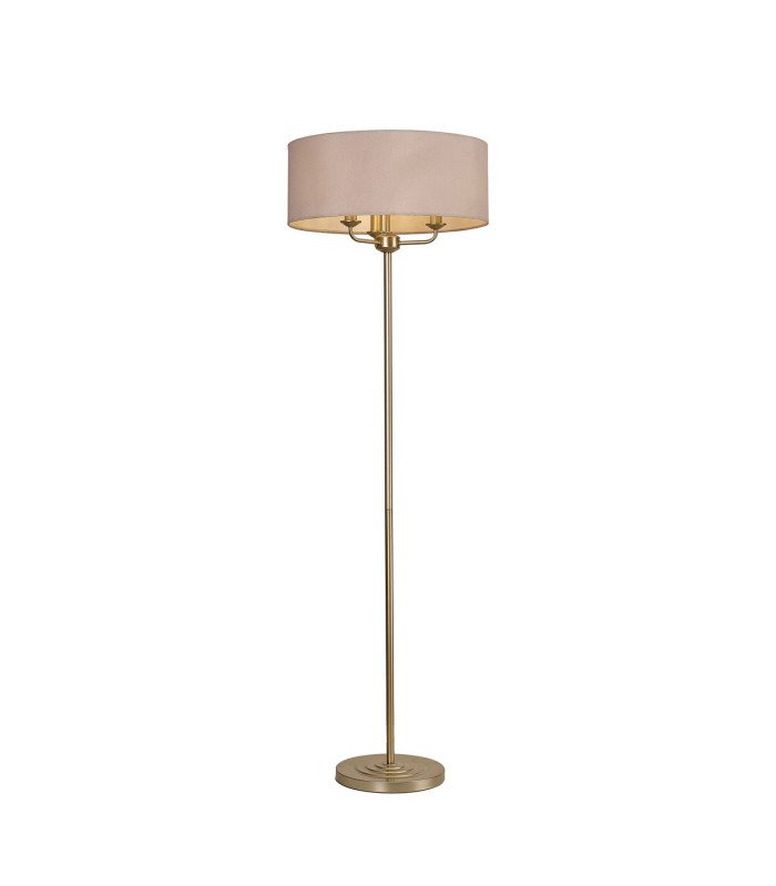 Banyan 3 Light Switched Floor Lamp With 50cm x 20cm Dual Faux Silk Fabric Shade Champagne Gold/Nude Beige-1