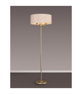 Banyan 3 Light Switched Floor Lamp With 50cm x 20cm Dual Faux Silk Fabric Shade Champagne Gold/Nude Beige-2