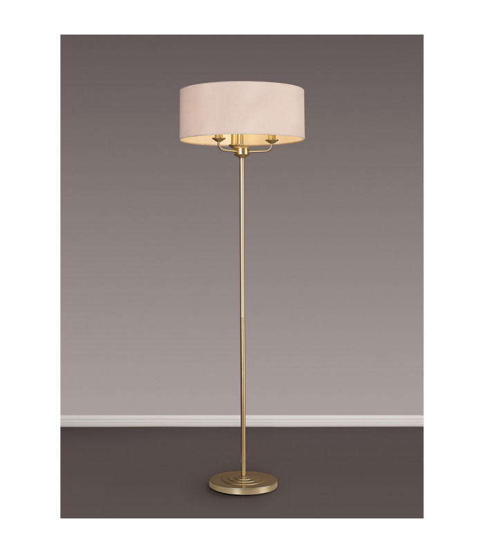 Banyan 3 Light Switched Floor Lamp With 50cm x 20cm Dual Faux Silk Fabric Shade Champagne Gold/Nude Beige-2