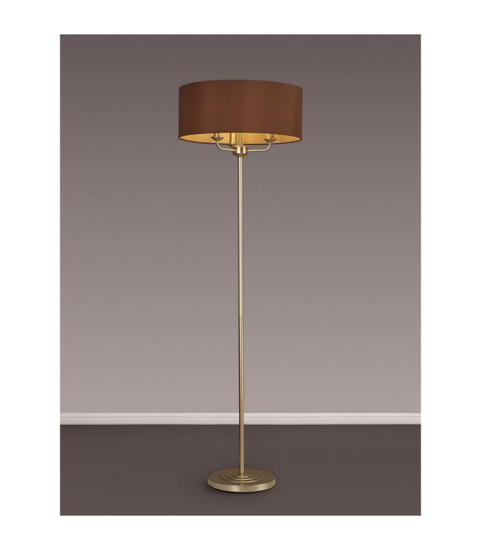 Banyan 3 Light Switched Floor Lamp With 50cm x 20cm Dual Faux Silk Fabric Shade Champagne Gold/Raw Cocoa-2
